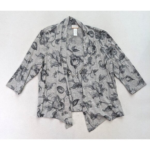 Alfred Dunner Women's Sweater Size 1X Gray Floral Print 2-For Cardigan - Picture 1 of 16